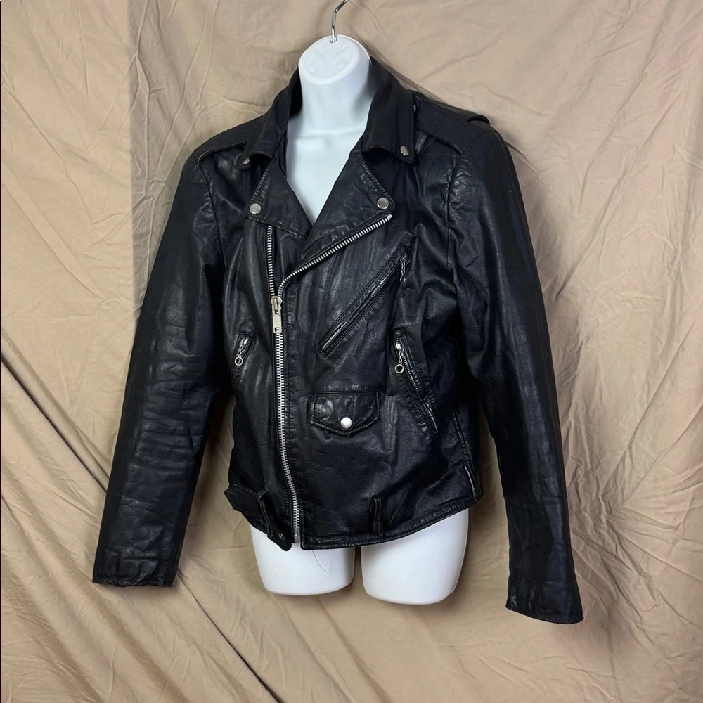 Vintage Berman’s leather moto motorcycle jacket size 36 unisex black - Picture 2 of 9